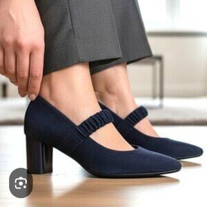 Ara Navy Block Heel..suede Pumps UK 3.5 Or 6 6.5 US